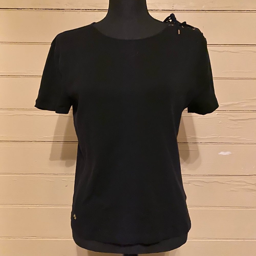 Ralph Lauren black top with lace up shoulder sz PS
